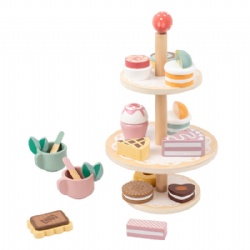 wooden montessori Children's Pretend Play Dessert Stand Toy Set