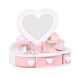 wooden montessori Heart Design Kids' Makeup Dresser Toy