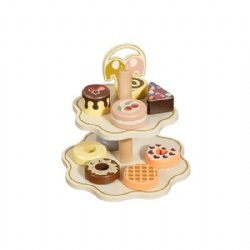 wooden montessori Kids' 2-Tier Dessert Shelf Role-Play Toy‌