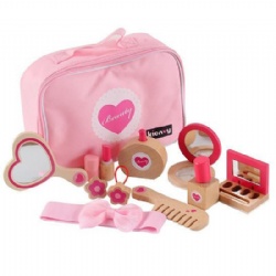 wooden montessori Kids' Cosmetic Bag Pretend Play Makeup Set‌