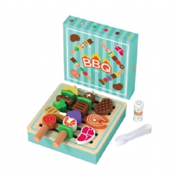 wooden montessori Kids' Green BBQ Grill Role-Play Toy