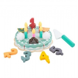 wooden montessori Kids' Green Birthday Cake Role-Play Toy‌