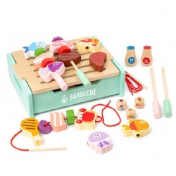 wooden montessori Kids' Multi-Function Puzzle BBQ Grill Toy