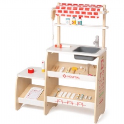 wooden montessori Kids' Pretend Play Doctor Clinic Display Rack
