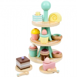 wooden montessori Kids' Simulated 3-Tier Cake Stand Pretend Play Set