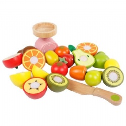 wooden montessori Kids' Wooden Magnetic Fruit Cutting Role-Play Toy‌
