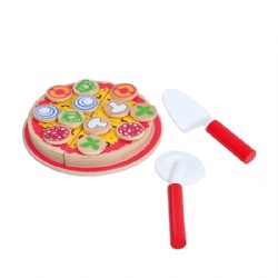 wooden montessori Kids' Wooden Pizza Cutting Play Toy