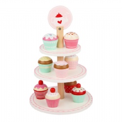 wooden montessori Montessori 3-Tier Snack Display Pretend Play Toy