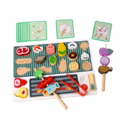 wooden montessori  BBQ Farm Pretend Play Toy Set