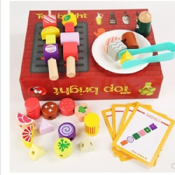 wooden montessori   BBQ Pretend Play Kitchen Toy Set