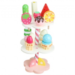 wooden montessori  Three-layer Dessert Display Stand Role-Play Educational Toy