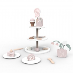 wooden montessori  White Peach Cheese Dessert Stand