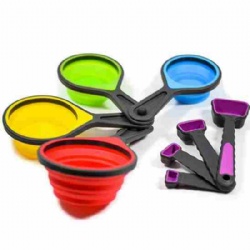 Folding Portable Silicone Measuring Cups and Spoons Set