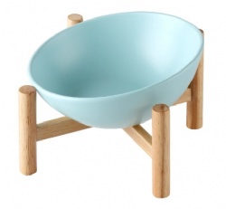 High Quality Ceramic Pet Cat Bowl with Bamboo Stand