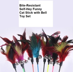 Bite-Resistant Self-Hey Funny Cat Stick with Bell Toy Set