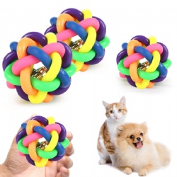 Dog Puppy Cat Colorful Rubber Bell Sound Ball Chew Toys