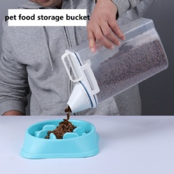 Pet Dog Food Airtight Storage Container, Portable Cat Food Container with Pour Spout Measuring Cup for Kittens Puppies
