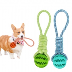 Dog Chew Toy with Ball Rubber Rope Squeaky Dog Toy