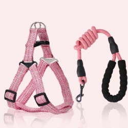 Adjustable Luxury Soft Polyester Pet Cat Dog Harness and Leash Set