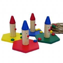Wood Clown Shape Ring Toss Game