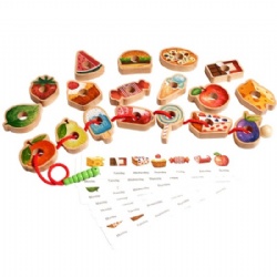 Wooden Greedy Caterpillar Rope Bead Game