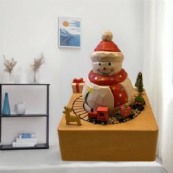train and santclaus christmas wooden music box