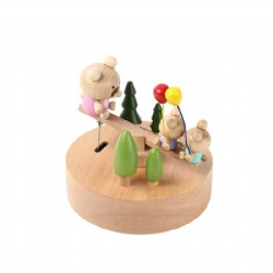 pigs seesaw solid wooden music box
