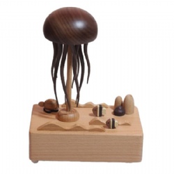 electrionic swimming jellyfish wooden music box