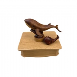 electrionic mother whale and calf wooden music box